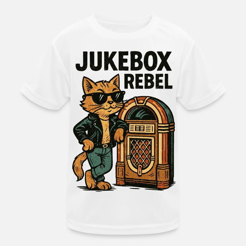 Rockabilly Jukebox Coole Katze Rebell Retro Gesche Kinder Funktions-T-Shirt