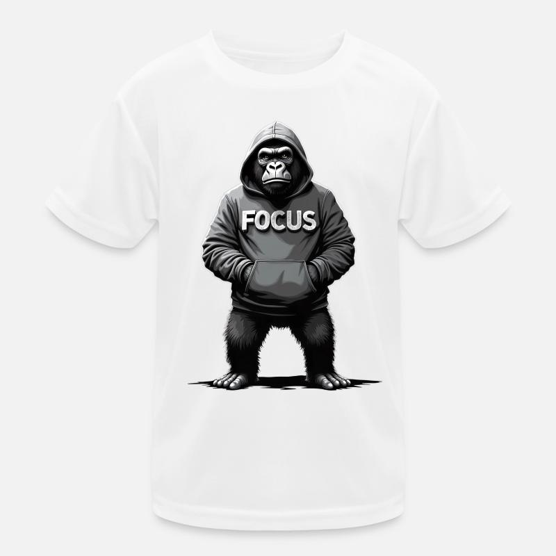 Gorilla Focus Kraft Motivation Training Kinder Funktions-T-Shirt