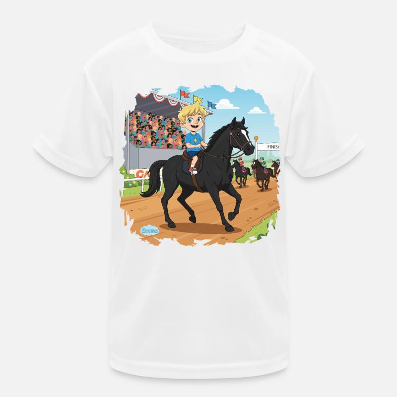 Bouno reitet ein Pferd - Kleiner Reiter Comic Kinder Funktions-T-Shirt