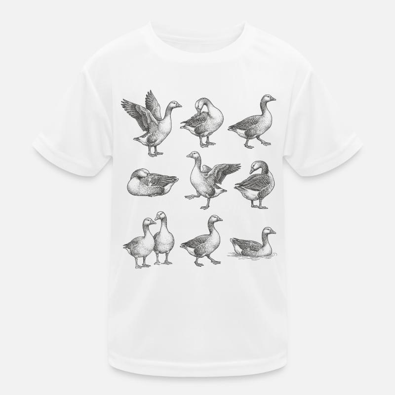Graue Gänse Silhouetten Muster Kinder Funktions-T-Shirt