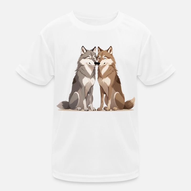 Umarmende Wölfe Duo Kinder Funktions-T-Shirt