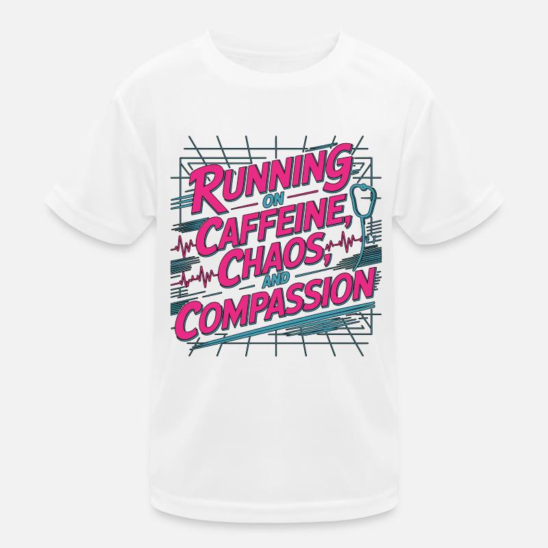 ICU Nurse Running On Caffeine Chaos Rapid Response Kinder Funktions-T-Shirt