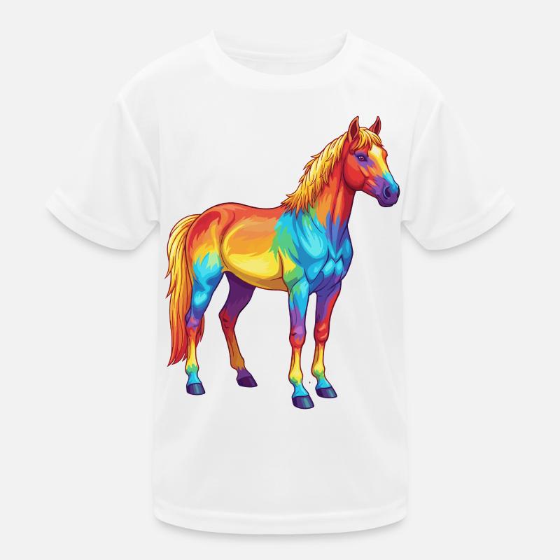 Buntes Pferderegenbogen-Pop-Art-Aquarell Kinder Funktions-T-Shirt
