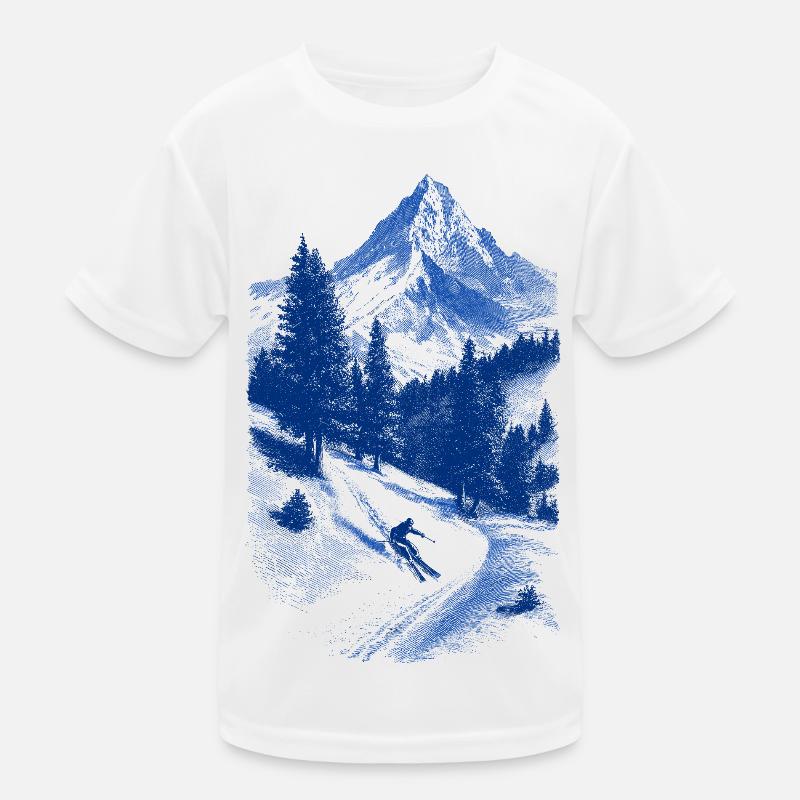 Blauer Gipfelgesicht Silhouette Kinder Funktions-T-Shirt