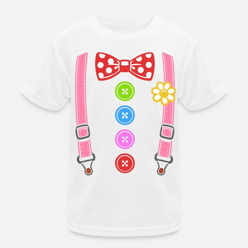 Buntes Clown Kostüm mit Hosenträgern Kinder Funktions-T-Shirt