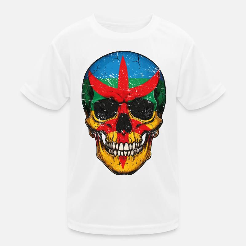 Bunte Berberflaggen-Schädel – Berber-Schädel Kinder Funktions-T-Shirt