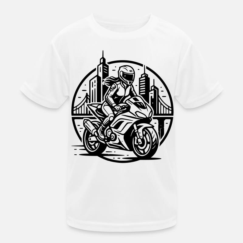 Biker, der auf ein Abenteuer geht Kinder Funktions-T-Shirt