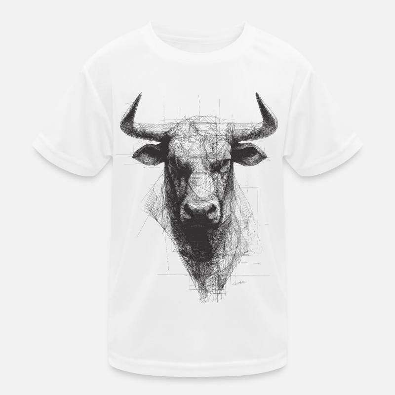 Stierkopf Silhouette Grafik Kinder Funktions-T-Shirt