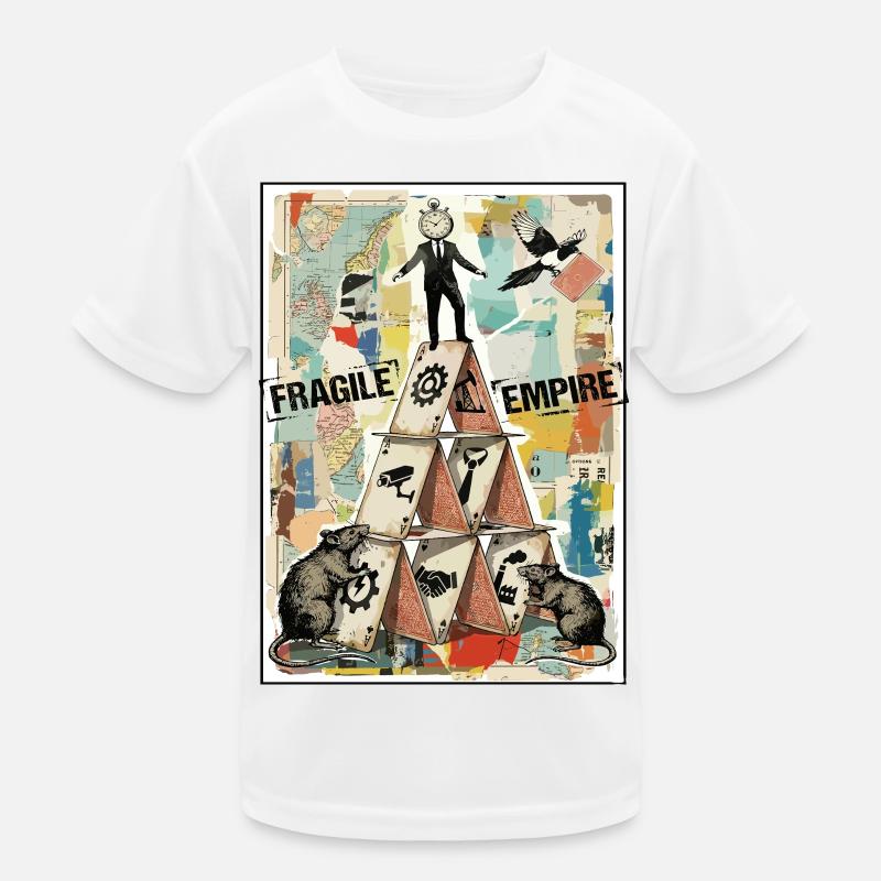Fragile Empire Kartenhaus Systemkritik Kinder Funktions-T-Shirt