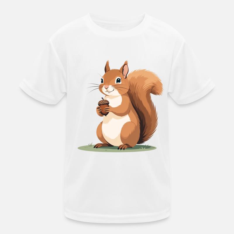 Eichhörnchen mit Eichel Karikatur Kinder Funktions-T-Shirt