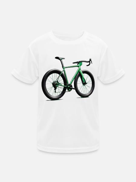 Neon Grün Rennrad Stil Fahrrad - Kinder Funktions-T-Shirt - Weiß