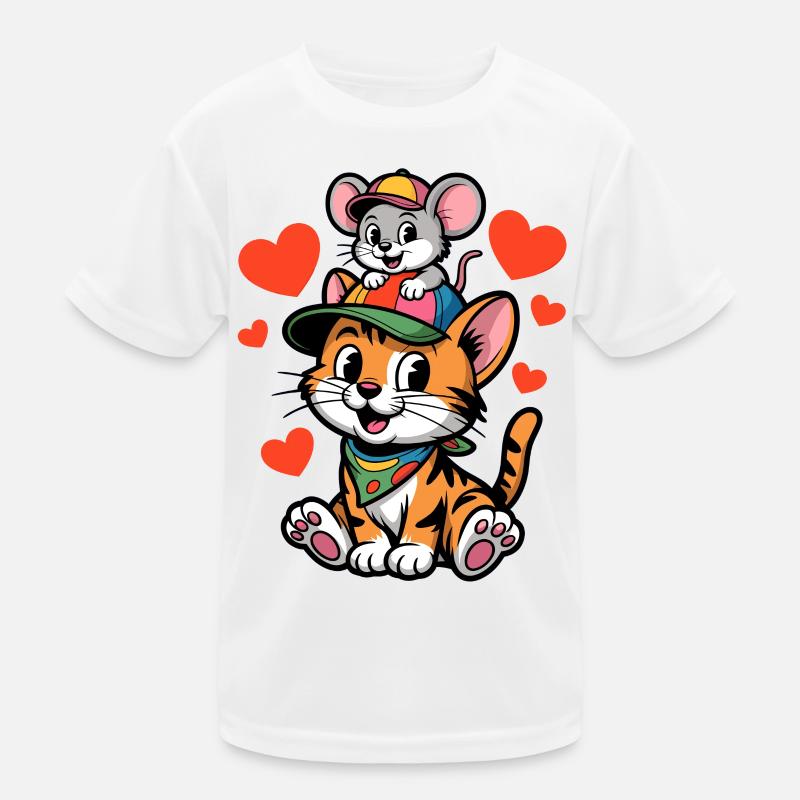 Cute cat and mouse as best friends Kids Functional T-Shirt