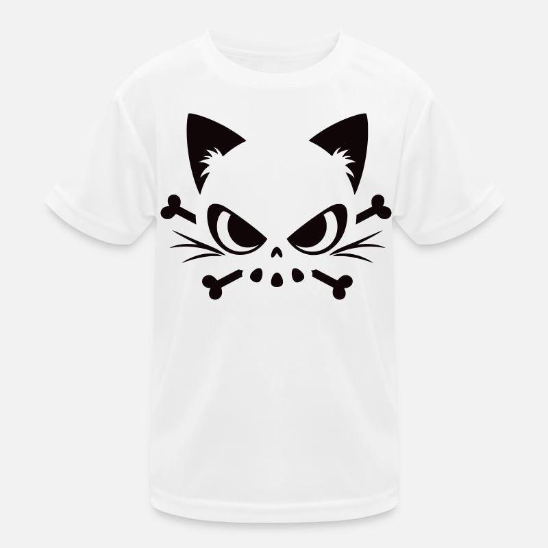 Crâne de chat | Motif minimaliste de Skull & Bones - T-shirt sport Enfant - blanc