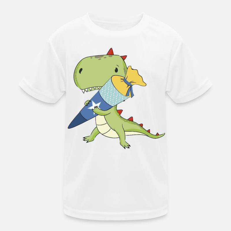 Dino with school cone Kids Functional T-Shirt