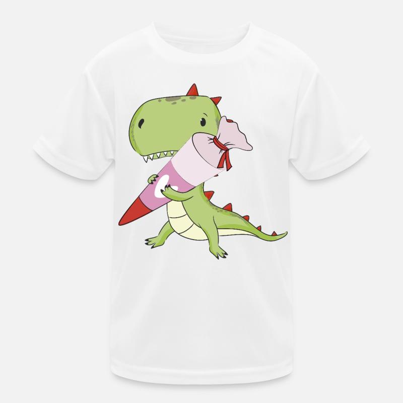 DINO avec cône rose d’école, école T-shirt sport Enfant