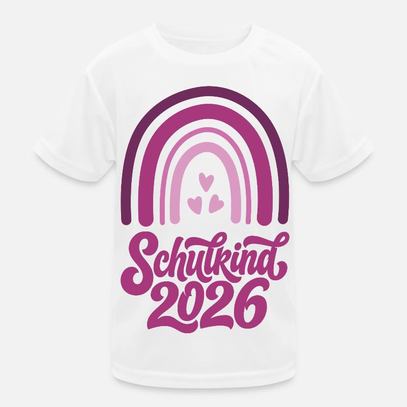 Schulkind 2026 Mädchen Boho Regenbogen Kinder Funktions-T-Shirt