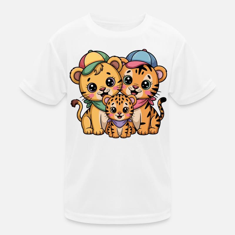 Süße Löwe Tiger Leopard Freunde - Kinder Funktions-T-Shirt - Weiß