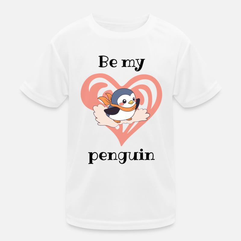 Herzpinguin mit Schal - Kinder Funktions-T-Shirt - Weiß