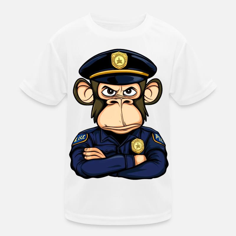 Polizei Affe - Kinder Funktions-T-Shirt - Weiß