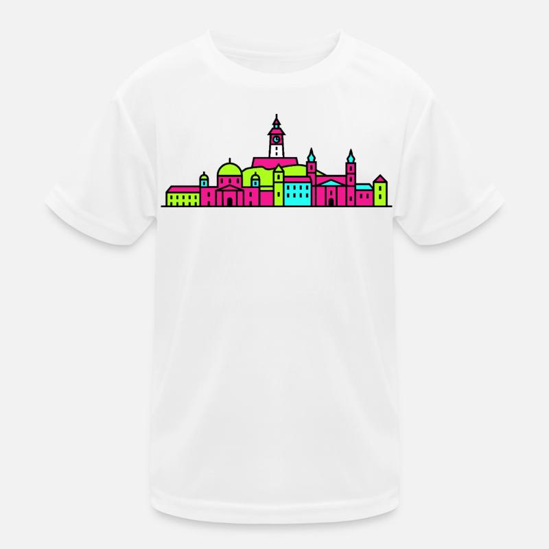 Grazer Stadtskyline Uhrturm Moderne Linienkunst Kinder Funktions-T-Shirt