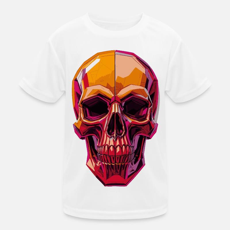 Polygon Skull – Geometric Skull Motif Kids Functional T-Shirt