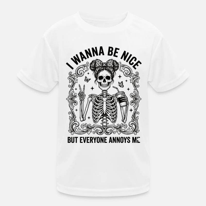 Real Irony Skeleton Humor Statement Kids Functional T-Shirt