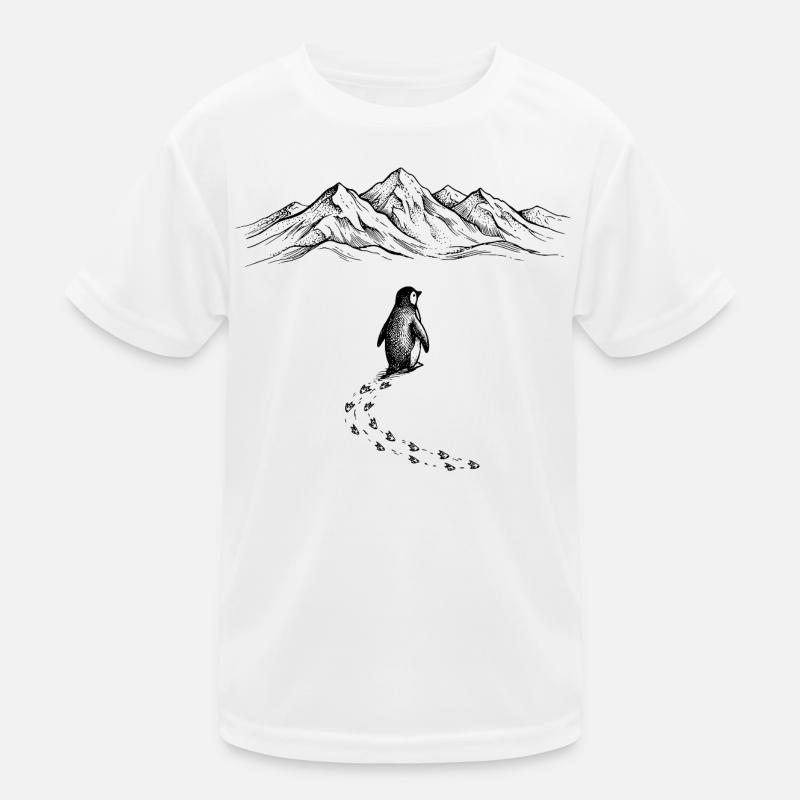 Pinguin Schneespuren Eisberg Eis Doodle Gekritzel Kinder Funktions-T-Shirt