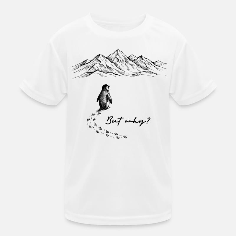 Penguin Meme But why? Snow Trail Mountains Doodle Kids Functional T-Shirt