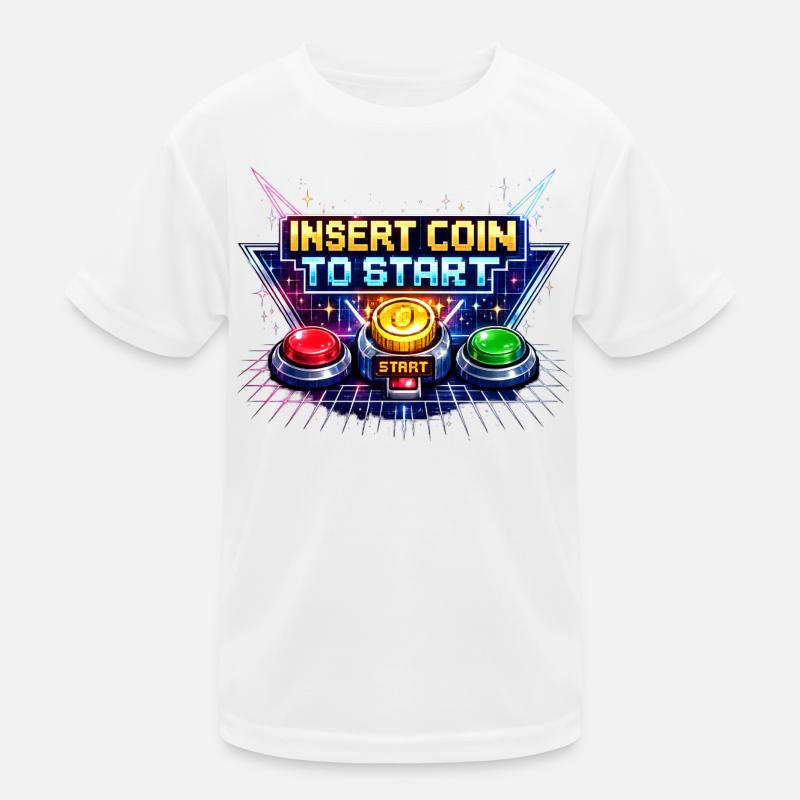 Arcade Start Button Neon Retro Kids Functional T-Shirt
