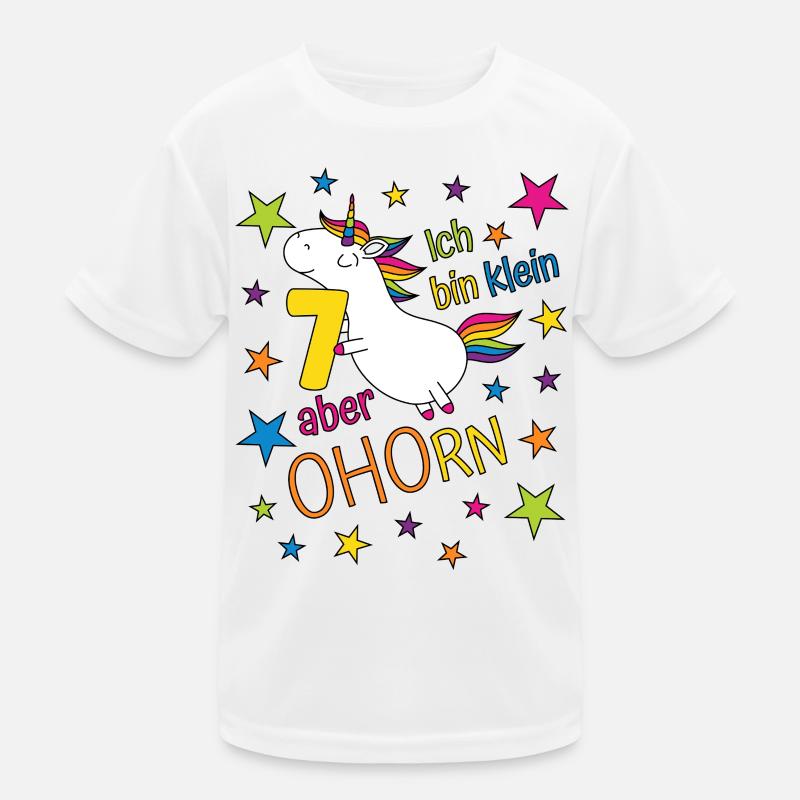 7 Jahre Mädchen Einhorn Ich bin klein aber ohorn Kinder Funktions-T-Shirt