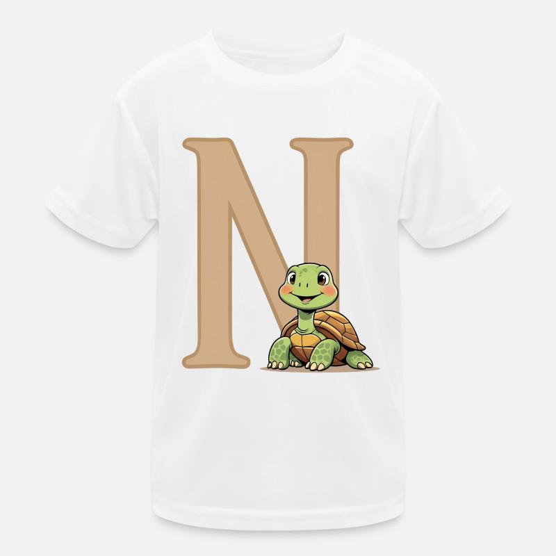 N with Turtle Cartoon Kids Functional T-Shirt