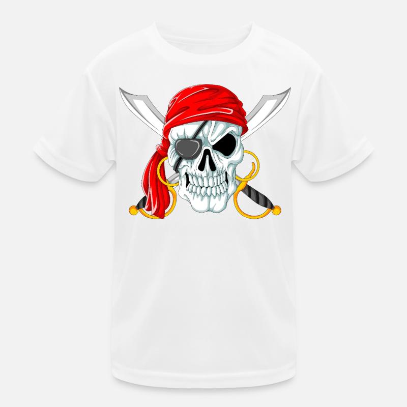 Crâne de pirate avec épées, Jolly Roger Design T-shirt sport Enfant