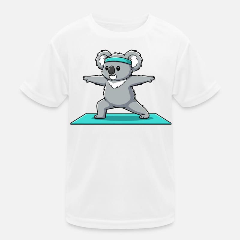 Yoga Koala Bear Doing Warrior Pose Kids Functional T-Shirt