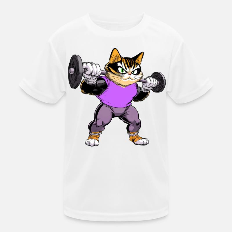 Fitness Katzen Kinder Funktions-T-Shirt