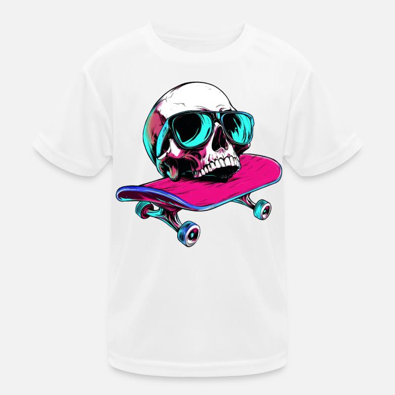 Totenköpfe Skateboard - 1990 Kinder Funktions-T-Shirt