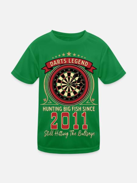 Darts legend 2011, Geburtstags Shirt, Hoodie, Bag - Kinder Funktions-T-Shirt - Kelly Green - Vorne
