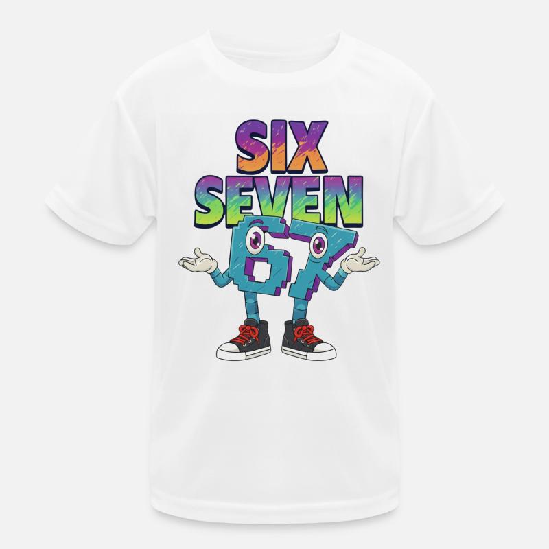 Six Seven 67 Meme – Brainrot Retro Style Kinder Funktions-T-Shirt