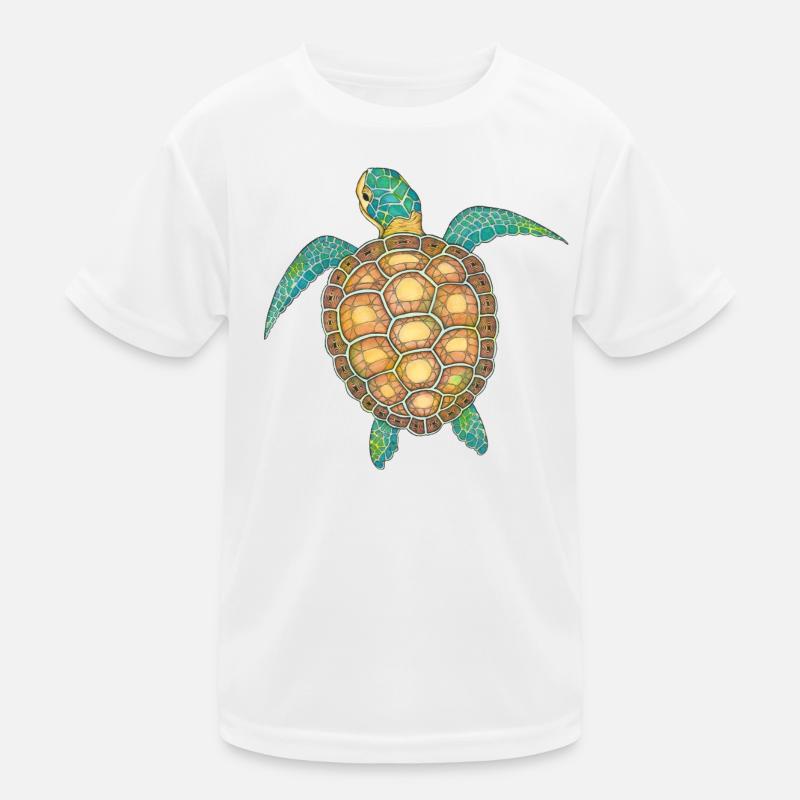 Sea Turtle Hand Drawn Kids Functional T-Shirt