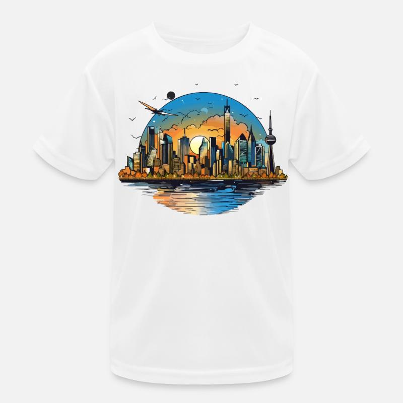 Sunset Skyline Reflection Kids Functional T-Shirt