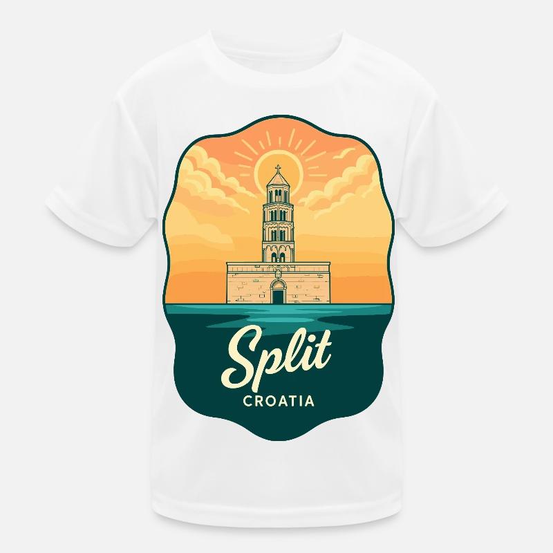 Split Diocletians Palac Vintage Travel Badge Kids Functional T-Shirt