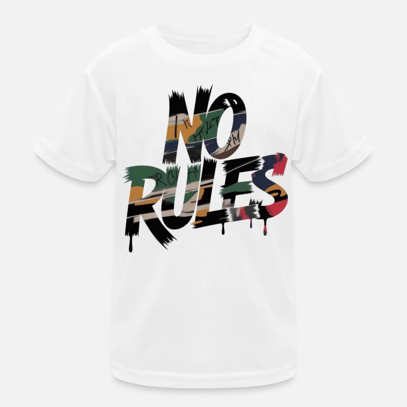 No Rules Street Art Saying Graffiti Camouflage Kids Functional T-Shirt