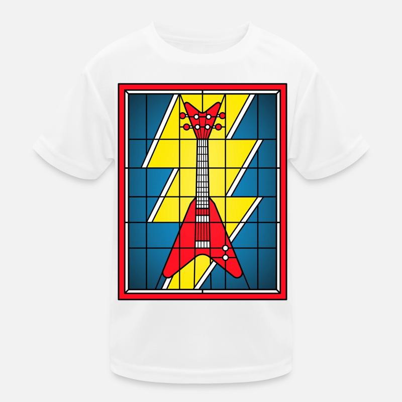 Guitare en vitrail avec éclair T-shirt sport Enfant