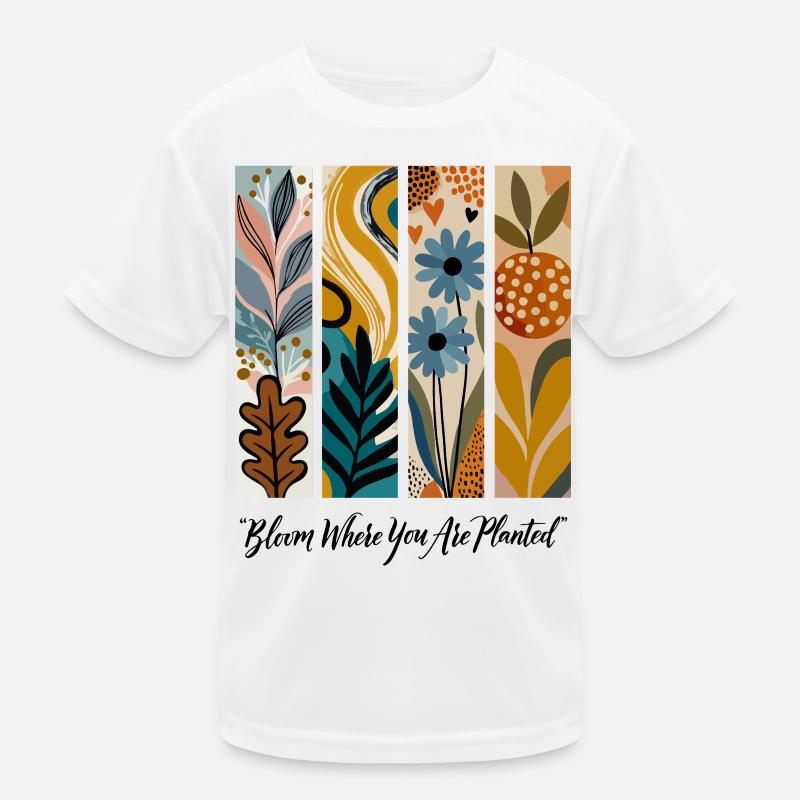 Blühende Botanische Panel-Collage - Kinder Funktions-T-Shirt - Weiß