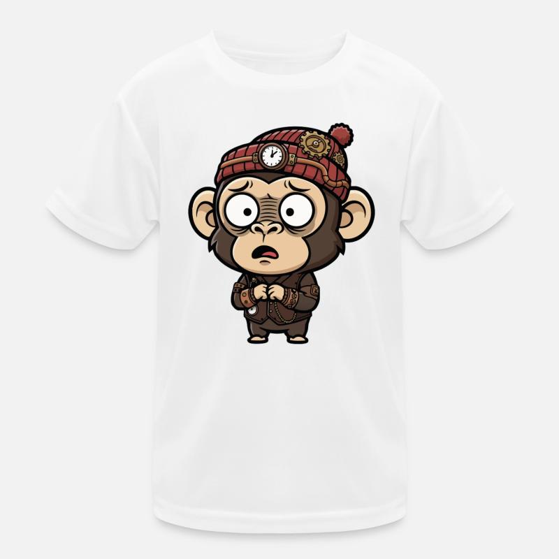 Affen-Erfinder Steampunk-Uhrhut Kinder Funktions-T-Shirt