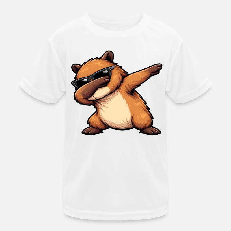 Dabbing Capybara - Kinder Funktions-T-Shirt - Weiß