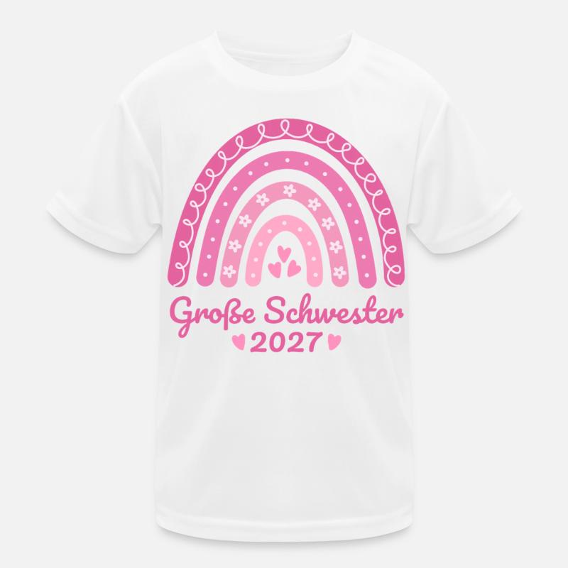Große Schwester 2027 Regenbogen rosa Kinder Funktions-T-Shirt