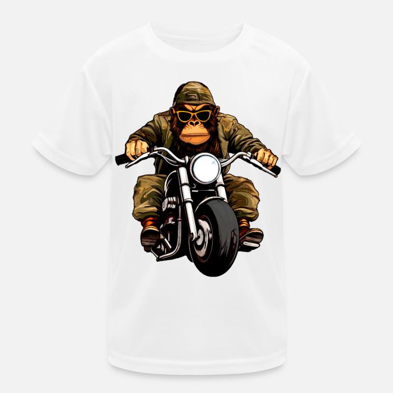 Motorcycle Monkeys - Kids Functional T-Shirt - white