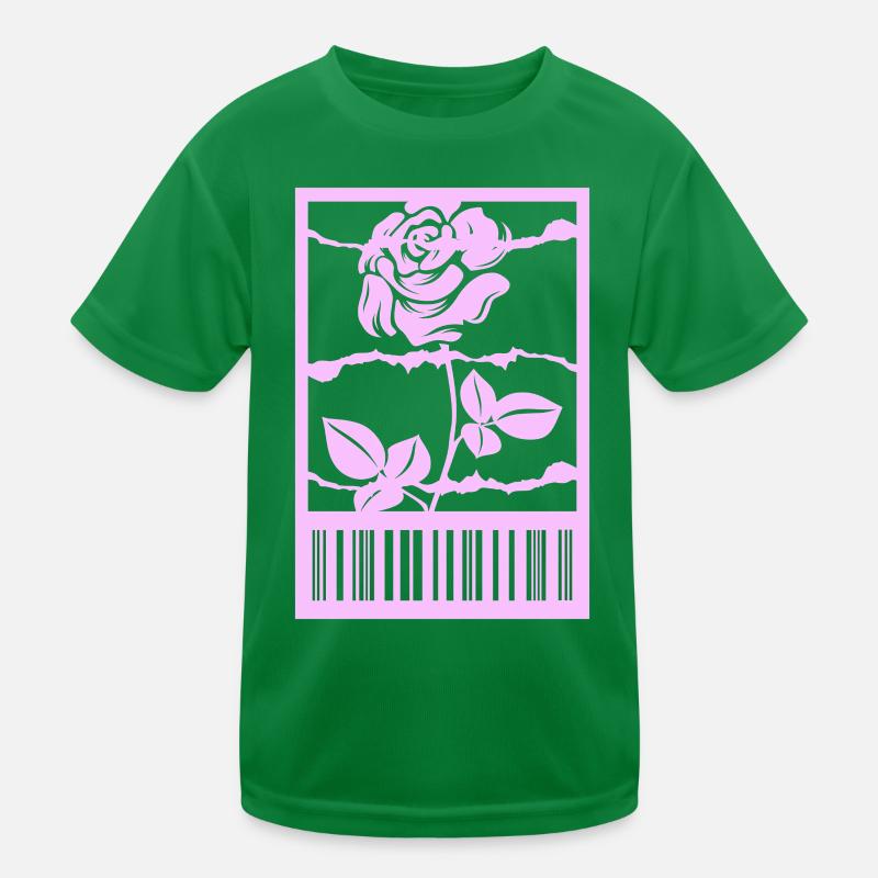 Gothic Rose Barbed Wire Barcode Urban Style Kids Functional T-Shirt