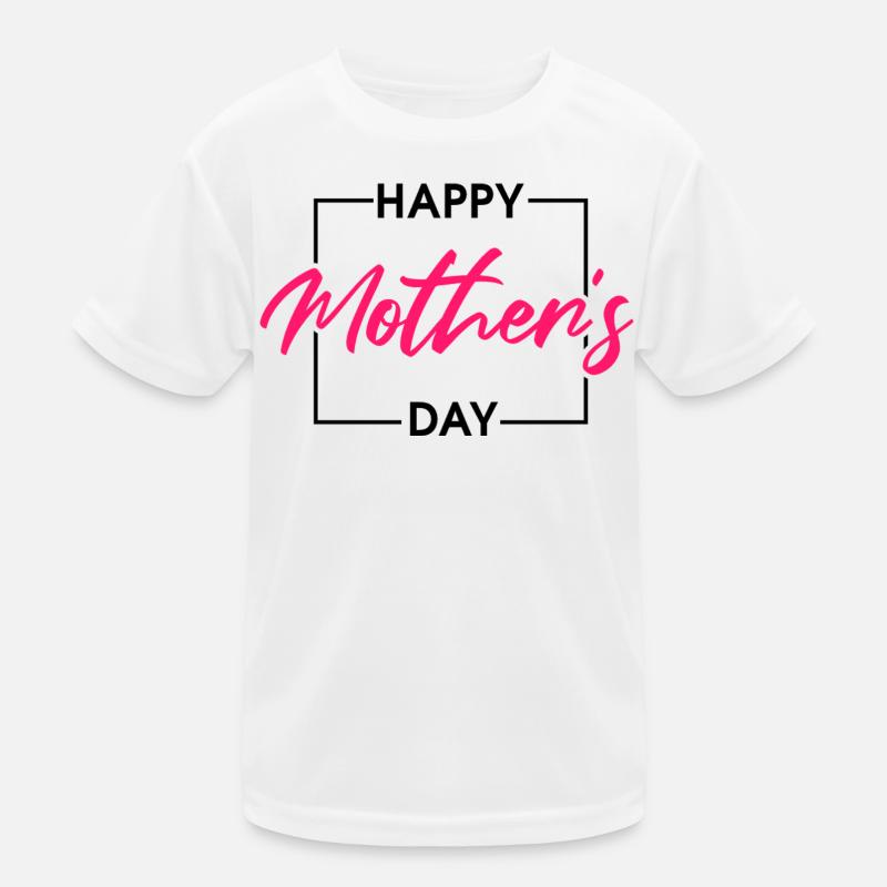 Happy Mothers Day Elegant Pink Script Design Kids Functional T-Shirt