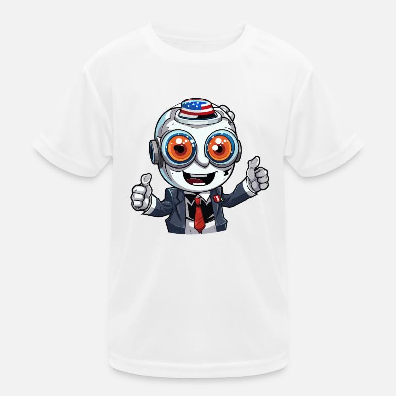 Robot-Maskottchen mit Flaggenhut Kinder Funktions-T-Shirt